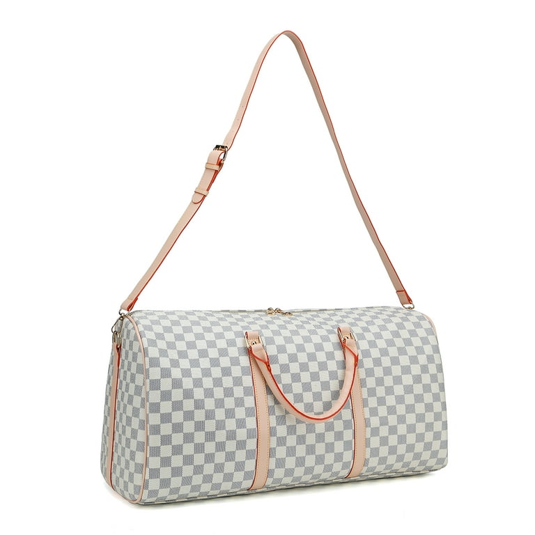 MK Gdledy Women Handbags Checkered Tote Shoulder Bag with inner pouch Womens  Crossbody bag- PU Vegan Leather -Cream 
