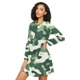 thumbnail image 3 of FORMRS Womens Long Sleeve Nightgowns Crew Neck Sleep Shirt Soft Pajamas Sizes S-3XL, Light Green Camouflage Design, 3 of 8
