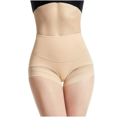 LNWUY Shapewear Tummy Control Underwear for Women Seamless Shaping High Waisted Panties Slimming Solid Color Panty Beige M