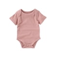thumbnail image 2 of GobdXE Ribbed Short Sleeve Baby Solid Bodysuit Soft Cotton Snap Crotch Basic Onesie Size:12-18 Months, 2 of 4