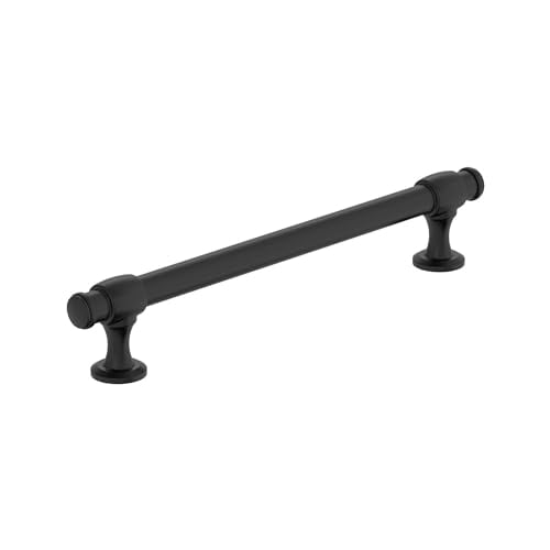 Amerock BP36771FB | Matte Black Cabinet Pull | 6-5/16 in (160 mm) Center-to-Center Cabinet Handle | Winsome | Drawer Pull | Kitchen Cabinet Handle | Furniture Hardware