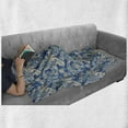 thumbnail image 6 of Paisley Soft Flannel Fleece Throw Blanket, Inspired Floral Persian Fashion Boho Art Illustration Print, Cozy Plush for Indoor and Outdoor Use, 60" x 80", Teal Navy and Tan, by Ambesonne, 6 of 6