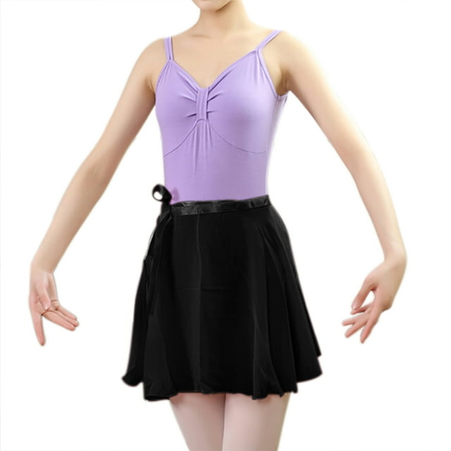 GOGO Jupe Portefeuille Transparente pour Enfants et Adultes, Jupe de Ballet, Danse, Tenue de Danse-Noir-Enfant