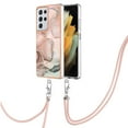 thumbnail image 2 of Mantto for Samsung Galaxy S21 Ultra Case, with Lanyard Adjustable Strap, Marble Pattern Soft TPU Bumper Hard PC Back Shockproof Protective Glossy Stylish Durable Phone Case for Women Girls,Rosegold, 2 of 7