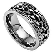 JEREMIAH 29:11 I KNOW Bible Quote, Stainless Steel Chain Spinner Ring