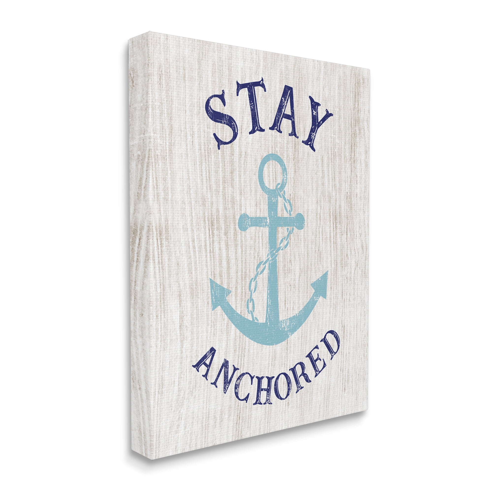 Stupell Industries Stay Anchored Rustic Nautical Beach Typography Graphic Art Gallery Wrapped Canvas Print Wall Art, Design by CAD Designs