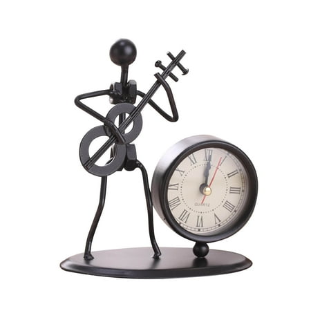 RuiJiao Wrought Iron Musical Instrument Villain Clock, Vintage Style Wall Clock for Home Office Decor, Perfect Gift for Christmas and Holidays