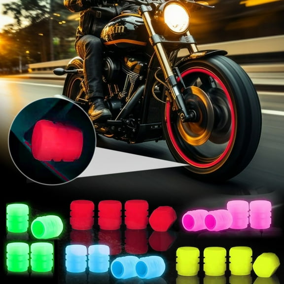 4PC Universal Fluorescent Car Tire Caps, Glow-in-the-Dark Tire Caps, LED Tire Covers for Cars, Trucks, and Motorcycles