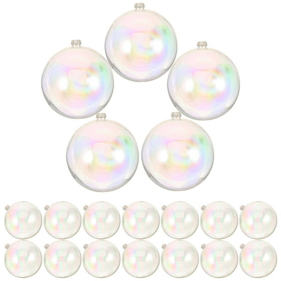 10pcs Clear Iridescent Ornament Balls for Christmas Tree Shatterproof Hanging Baubles DIY Fillable Plastic Bubble Decorations for Holiday Party Wedding Birthday