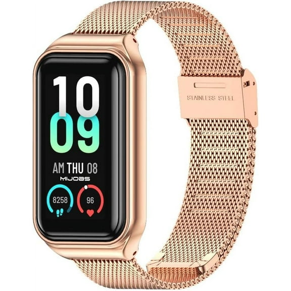 KOMI Strap for Amazfit Band 7 Metal Replacement Strap Wristband Watch Strap Compatible with Amazfit 7 Fitness Tracker smartwatch Milan,Rose Gold