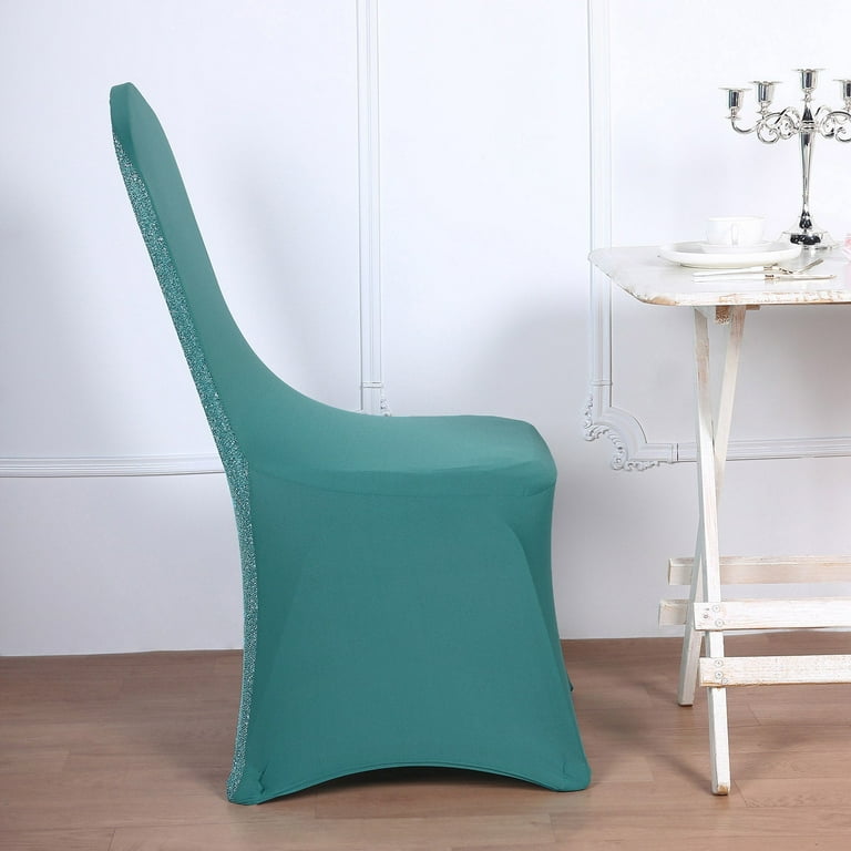 Efavormart Turquoise Spandex Stretch Banquet Chair Cover With Metallic Glittering Back Walmart