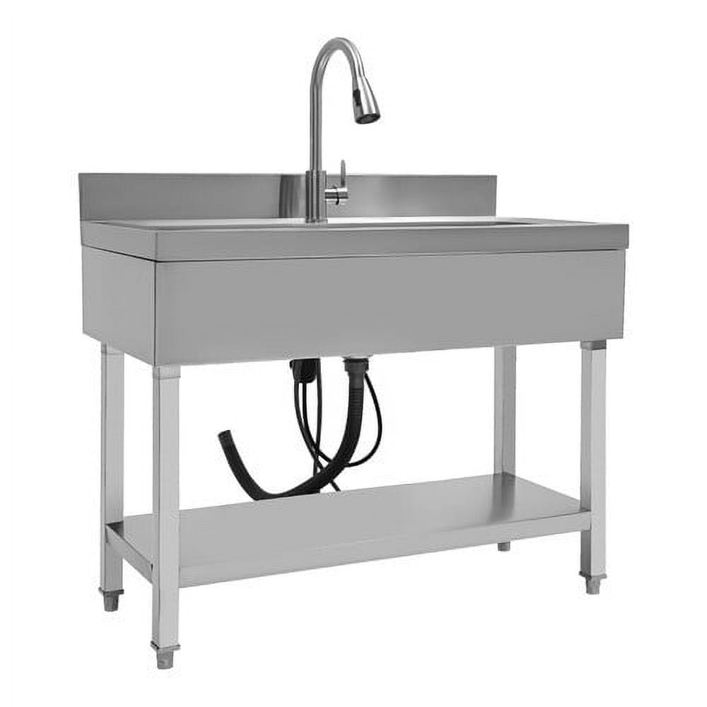 TFCFL Single Bowl Commercial Sink Stainless Steel Kitchen Utility Sink with 360° Rotating Faucet