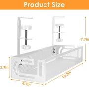 Under Desk Cable Management Tray White, IRmm Cable Management Under Desk No Drill, Cable Tray with Clamp for Desk Wire Management,Desk Cable Management Box for Office, Home - No Damage to Desk