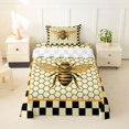 thumbnail image 2 of Castle Fairy Vintage Bee Graphic Twin Sheets 3pcs,Geometric Honeycomb Bedding,Black Cream Golden Yellow,1 Flat Sheet, 1 Fitted Sheet and 1 Pillowcase, 2 of 7