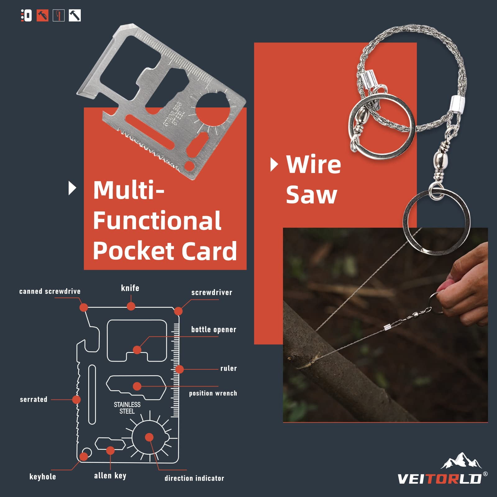 Binlovechuang Gifts for Men Dad Him Christmas - Survival Gear and Equipment 12 in 1, Survival Kits - Cool Unique Fishing Hunting Birthday Gifts for Husband Teen Boy Boyfriend Mens