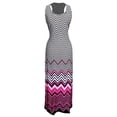 thumbnail image 6 of Womens Boho Maxi Striped Chevron Print Scoop Neck Tank Dress, 6 of 8
