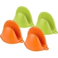 thumbnail image 1 of Manoplas de silicona para horno, 4 piezas (verde + naranja) agarraderas de silicona para ollas de cocina, agarraderas de silicona para mini horno, guantes de cocina resistentes al calor JM, 1 of 5