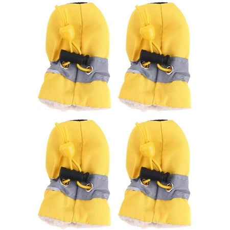 Sole Protectors Dog Snow Boots Shoes with Adjustable Straps and Anti-Slip Sole Paw Protectors Dog Rain Boots 4Pcs for Small Medium Dogs (Yellow) Shoe Bottom Protector