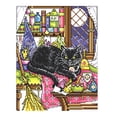 thumbnail image 1 of AMLESO Broderie Motif Black Cat Imprimé Point de Croix 14CT 22 x 30cm, 1 of 8