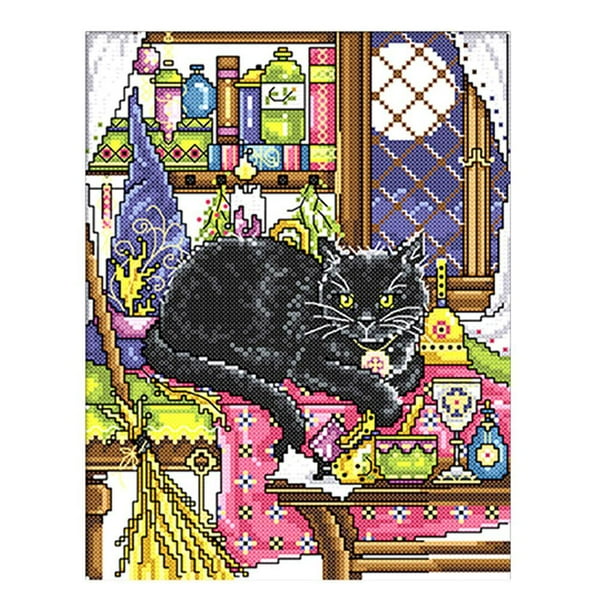 Kit de punto de gato con patrones impresos y contados - 11CT 28 x 38cm 14CT 22 x 30cm