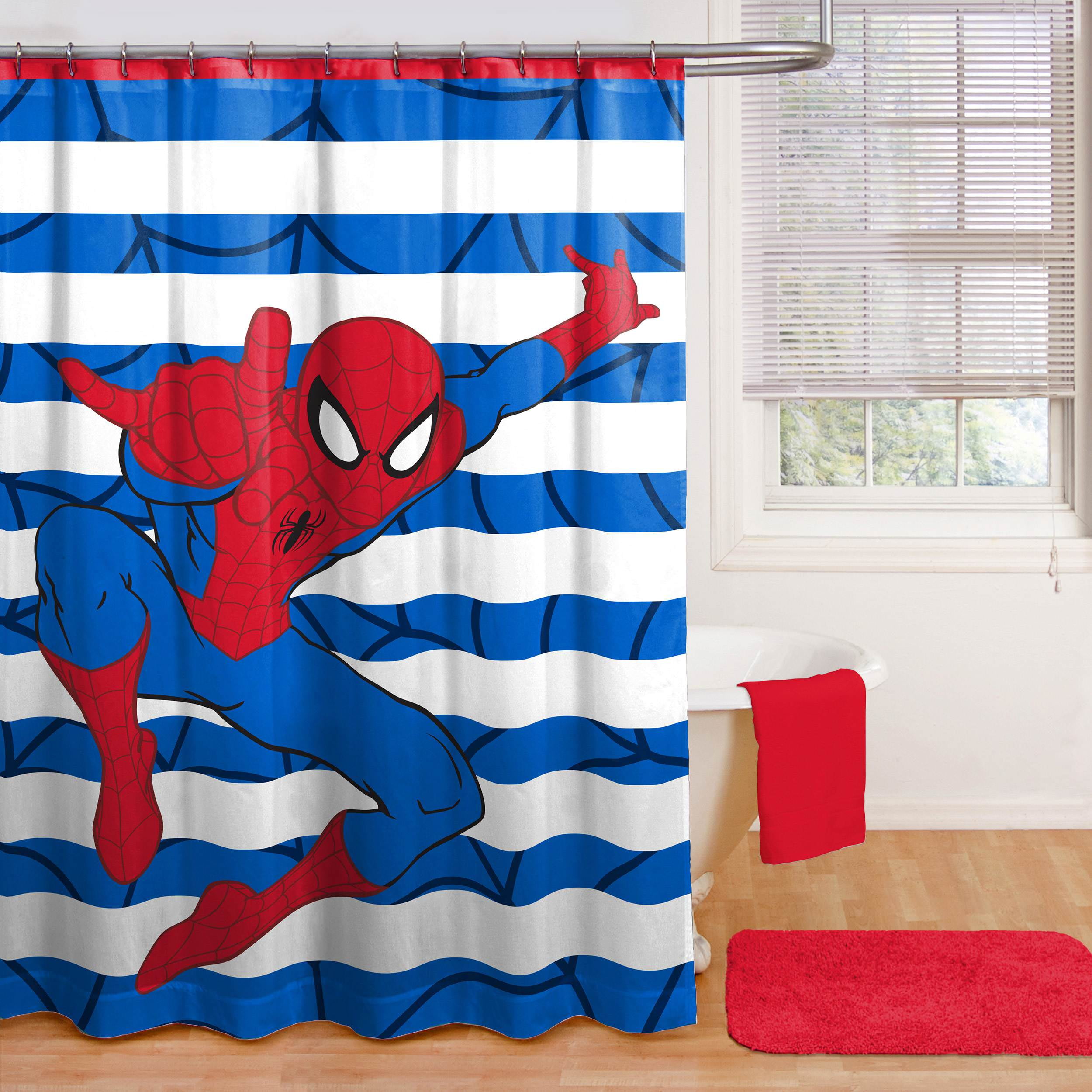 3D Shower Curtain Art Bathroom Decor Spiderman Full Printed Design Curtains 