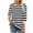 Black, variant on Womens Striped Cotton Shirts 3/4 Sleeve Shirt Summer Casual Stripe Print Blouses 2025 Fashion Loose Fit Tees Regular-Fit Tops Ladies Elegant Tunic Top Black XL