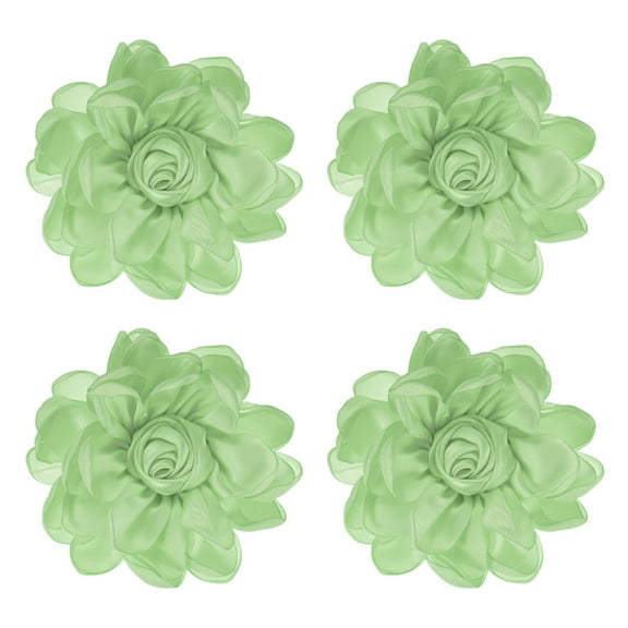 Uxcell 4 Pack Rose Flower Brooches and Pins for Women, Lapel Pins Dainty Satin Fabric Big Camellia Hair Flowers Clips Light Green