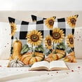 thumbnail image 3 of Orange Pumpkin Fall Outdoor Waterproof Pillow Covers, Thanksgiving Sunflower Black Checked Decorative Square Throw Pillowcase Sofa Cushion Sham for Patio/Couch/Chair, 24"x24" 2 Pack, 3 of 8