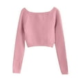 thumbnail image 5 of Fancifize Girl's Crew Neck Cropped Sweater Long Sleeve Soft Knit Tops Kid Casual Yoga Workout Outfits Slim Fit Comfy Fall Clothes 5-16 Years, 5 of 5