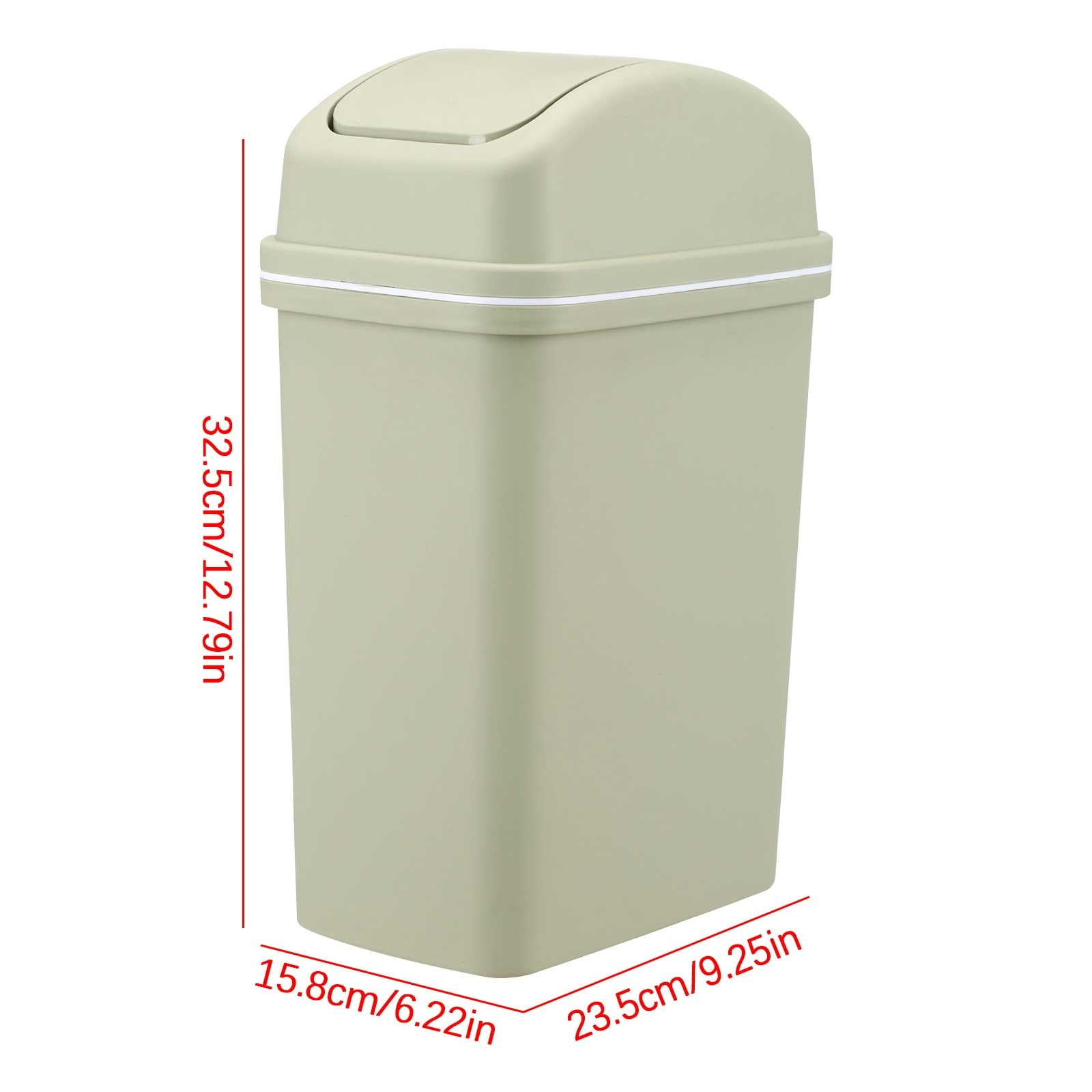 Yhmxh Household Trash Cans 6L, Large Capacity Cream Wind With Lid Garbage Cans Plastic Swing Top Garbage Can Slim Waste Bin for Under Sink/Cabinet, Kitchen Office Bedroom Bathroom College Dorm, Green