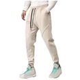 thumbnail image 2 of Pantalones deportivos de invierno para hombre, de longitud completa, lisos, con cordón ajustable, de forro polar grueso, para correr al aire libre, cálidos, de poliéster, 2 of 4