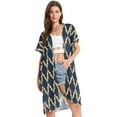thumbnail image 2 of Moroccan Stripe Pattern Women's Swimwear Cover Up Summer Cardigan Beach Pool Cover Up Loose for Swimsuits Casual Wear, 2 of 7