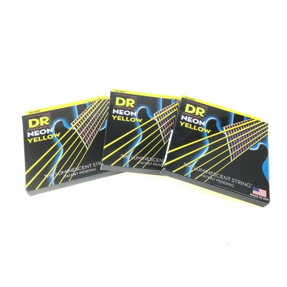 DR Strings Guitar Strings 3 Pack Electric Neon Yellow 10-46 Medium