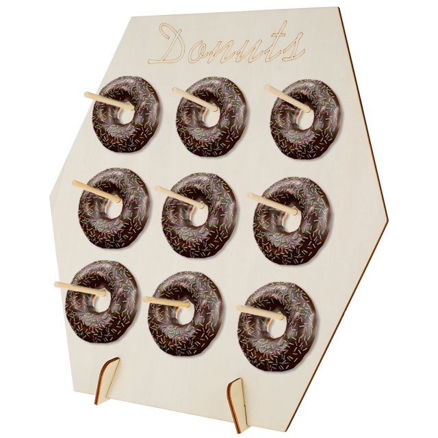 Muyoka Soporte de madera para donas Soporte para donas con 9 barras de soporte Soporte de exhibición de donas reutilizable Donut Dulces Soporte para dulces Donut Colgante Tienda de pasteles Suministro Muyoka Hogar