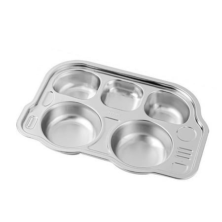 

Stainless Steel Divided Platter Food Serving Tray Compartments Dinner Plate Kitchen Dish Tableware for Children Kids