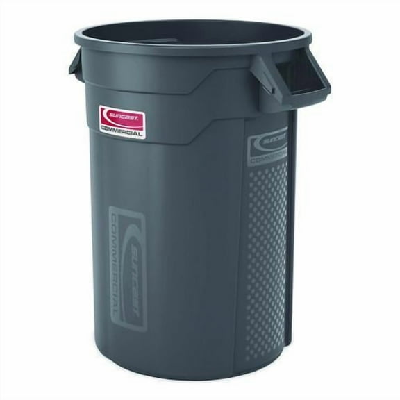 Injection Molded Utility Trash Can, 32 gal, Plastic/Resin, Gray | Bundle of 2