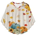 thumbnail image 4 of Landscape Painting Farmhouse Women's V-Neck Blouse With 3/4 Ruffled Bell Sleeves Casual Top Ladies Blouses, 4 of 7