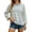 Light Gray, variant on Women’S Classic Striped Crew Neck 3/4 Sleeve T-Shirt, Loose Fit Casual Daily Top with Contrast Neck Trim, Soft Stretchy Breathable Polyester Fabric, 1pc, Sizes S M L XL XXL