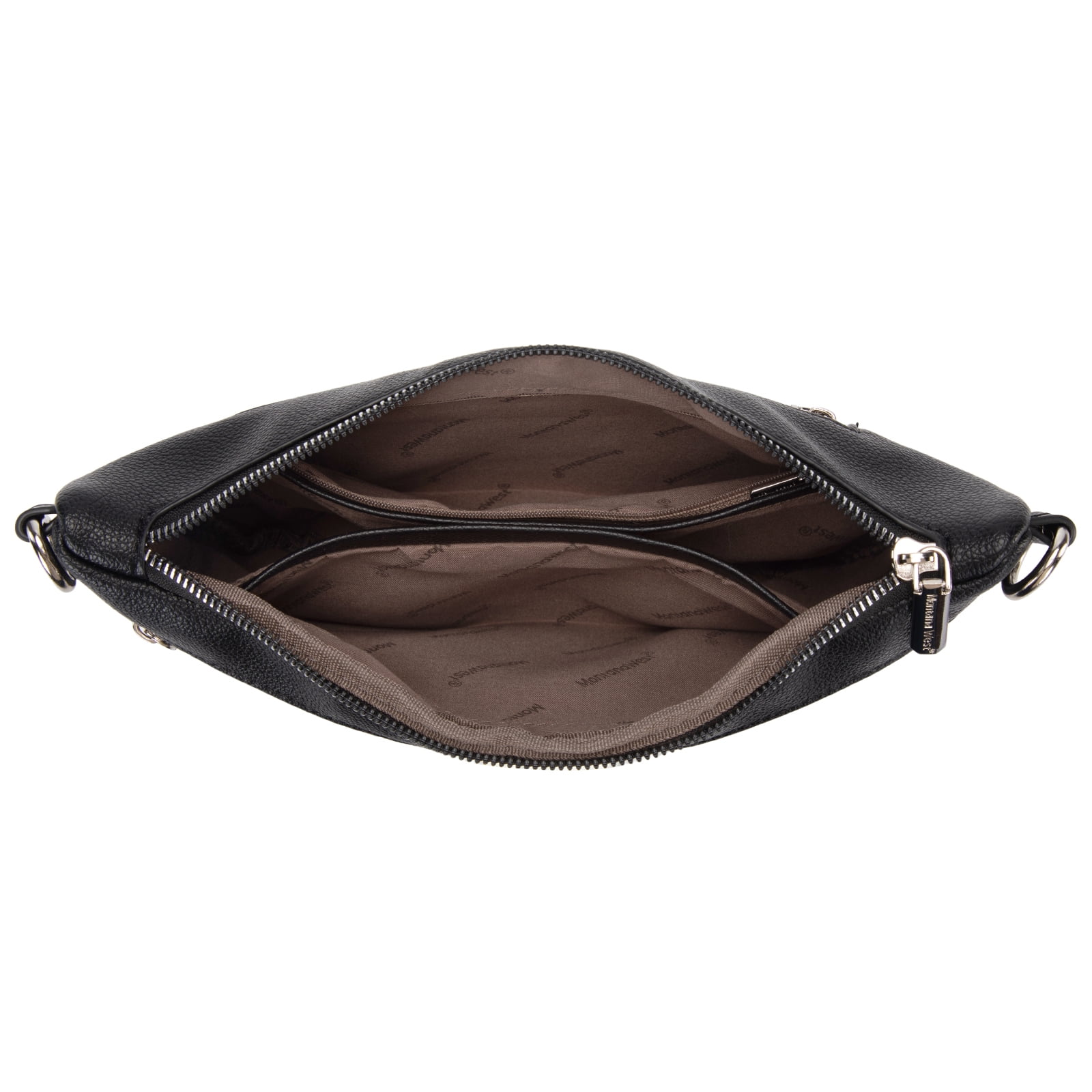 Montana West Crossbody Bag for Women with Dual Zipper Pockets, Black