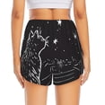 thumbnail image 4 of Running Shorts for Women, Star Gazing Cat Illustration Workout Athletic Shorts with Pockets, Lounge Yoga Shorts Women, 4 of 7