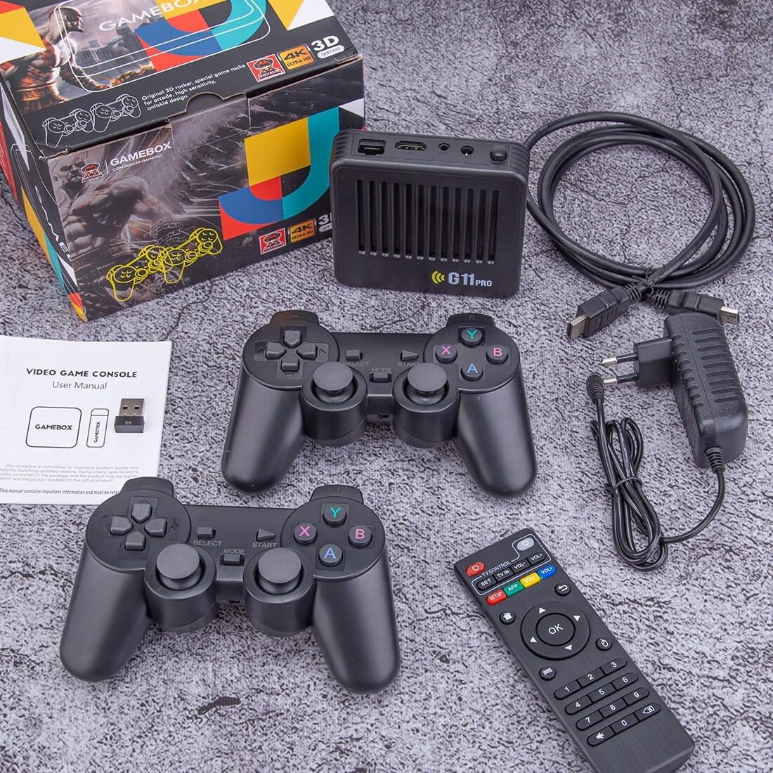 G11 Pro 4K Retro Game Box, Plug and Play Video Games with 2 Wireless Dual Controllers,  Output, 6000+ Built-in Games (256GB) H8