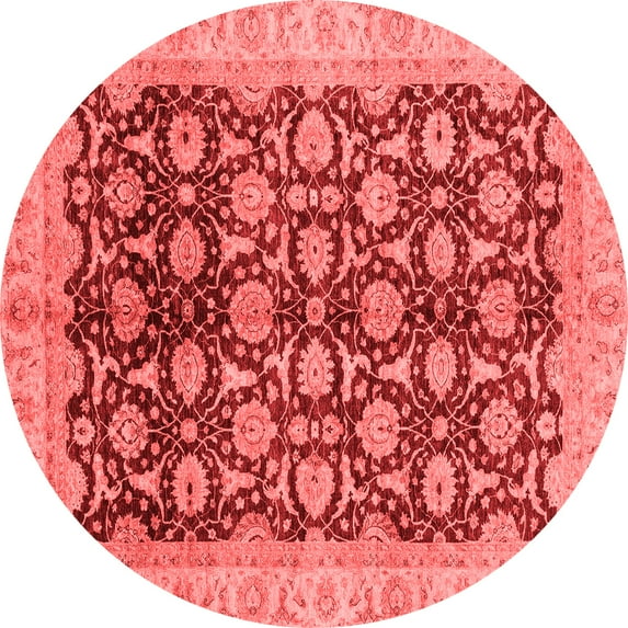 Ahgly Company Machine Washable Indoor Round Oriental Red Traditional Area Rugs, 3' Round