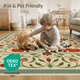 thumbnail image 4 of ODIKA 6'x9' Ivory Garden Cream Estate Washable Area Rug Botanical Motifs With Whimsical Fox And Butterfly Accents Easy Care, Non-Shedding, for Queen Size Bedroom Under Bed Master Suite, 4 of 7