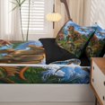 thumbnail image 5 of Homewish Wild Dino Zipper Full Size Comforter Sets with Fitted Sheet and 2 Pillowcases,Jungle Wildlife Zipper Bedding Set,Blue Green,Black Reversible,4pcs, 5 of 8