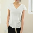 thumbnail image 5 of Women's Summer Tank Tops Sleevess V Neck Tees Mesh Sheer Loose Tops Casual Solid Color Blouse, 5 of 6