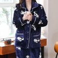 thumbnail image 5 of Dadaria Pajamas for Women Ladies Fashion Flannel Print Pocket Long Sleeve+ Long Pants Pajama Suit Navy M,Women, 5 of 7