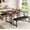 Black, variant on 63" Extendable Dining Table Set for 4-6, 3-Piece Kitchen Table with 2 Upholstered Benches, Space-Saving Expandable Dining Room Table and Bench Set with Metal Frame & Wood Grain Top, Black