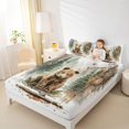 thumbnail image 4 of Manfei Cartoon Bear Queen Sheet Sets for Girls, Watercolor Jungle Wildlife Flat Sheet, Green Pine Tree Queen Fitted Sheet, Super Cozy Room Decor 4-Piece, 4 of 7