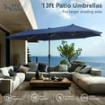 thumbnail image 3 of 13ft Large Patio Umbrella Double-Sided Twin Outdoor Market Umbrella with Crank, Beige, 3 of 7