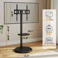 thumbnail image 4 of RTVR Mobile Floor TV Stand with Round Wooden Base for 32-65 inch Screens, Portable Swivel Tilt Adjustable TV Cart, Black, 4 of 10